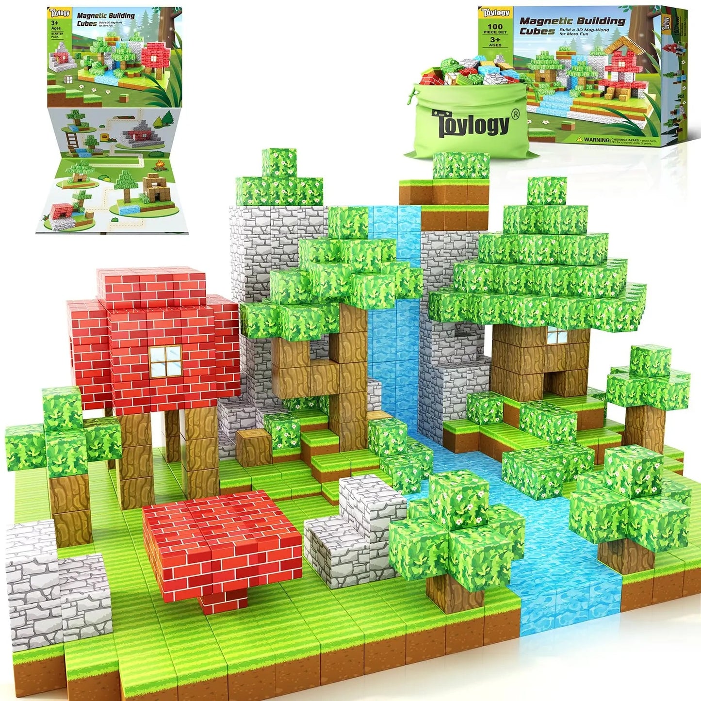 100 Pcs Magnetic Blocks - Mine World Edition