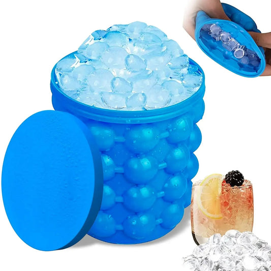 Large Silicone Ice Cube Mold & Ice Bucket (2-in-1)