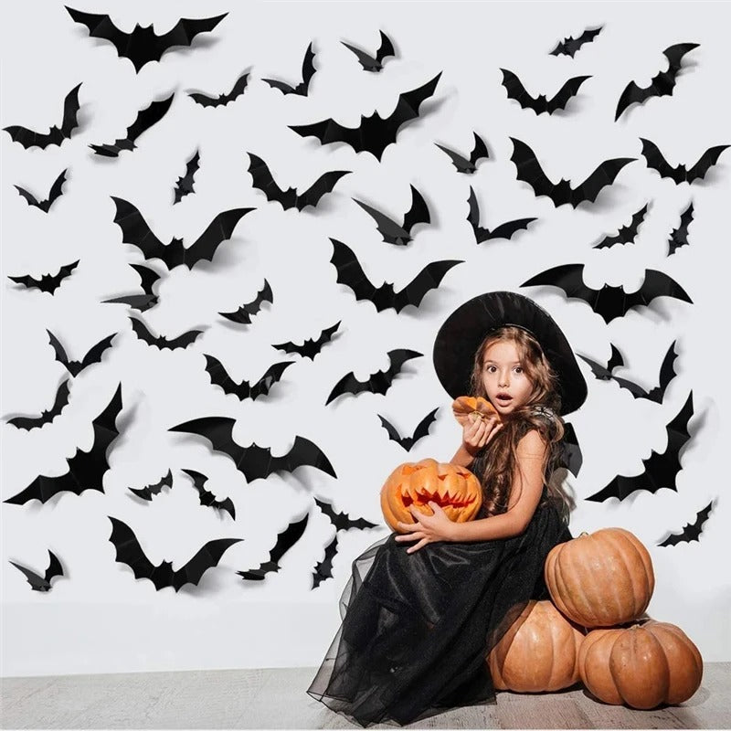 24pcs Halloween 3D Bat Wall Stickers