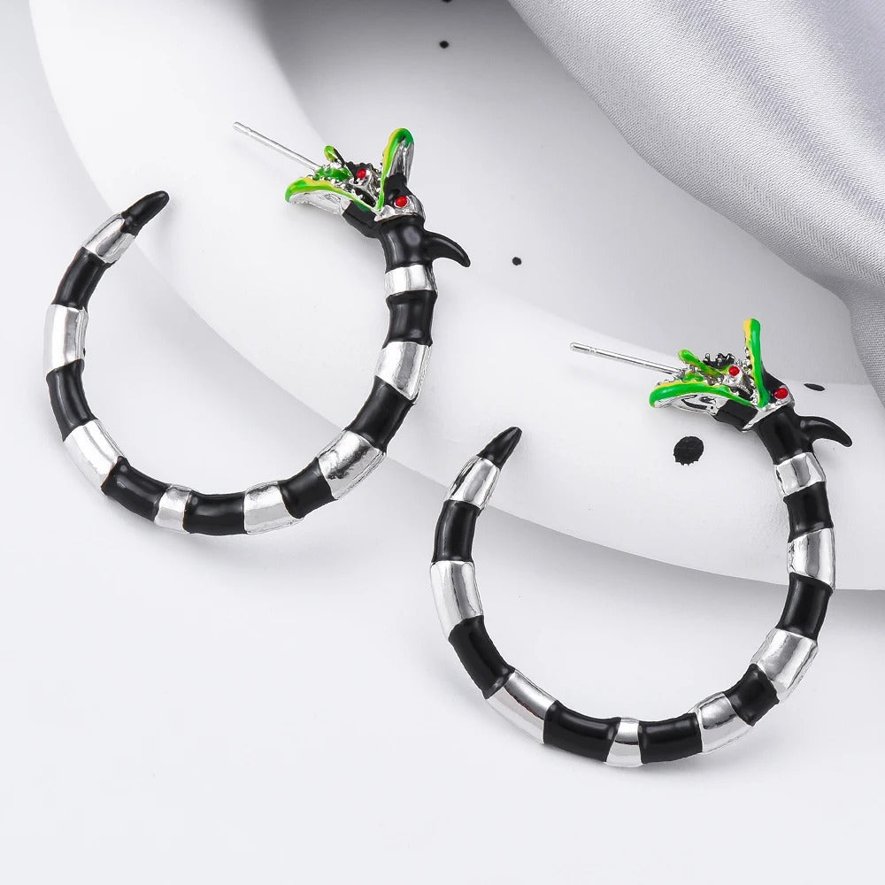 Beetlejuice Coral Snake Earrings