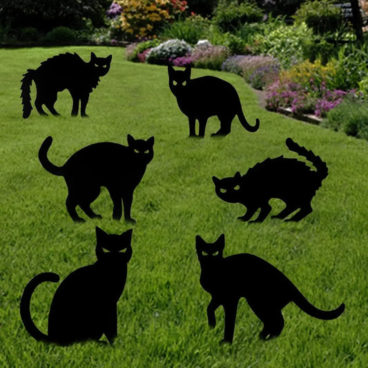 6 Pack Halloween Black Cat Yard Signs