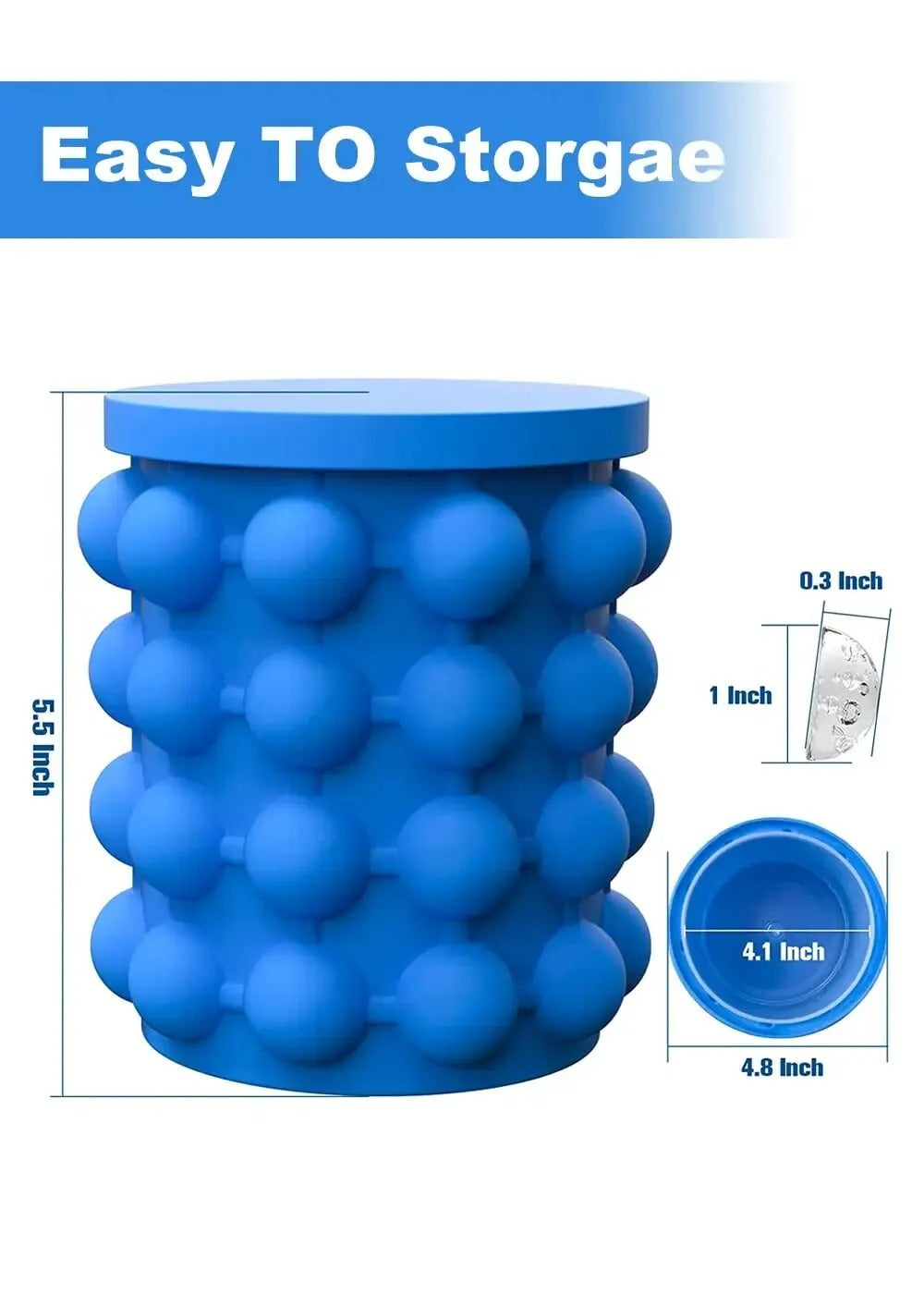 Large Silicone Ice Cube Mold & Ice Bucket (2-in-1)