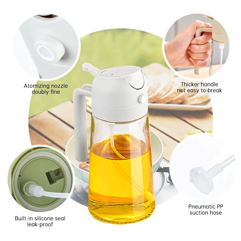 Oil Sprayer for Cooking - 2 in 1 Olive Oil Dispenser Bottle