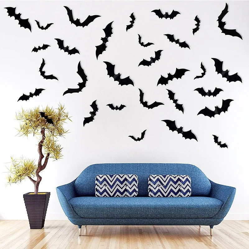 24pcs Halloween 3D Bat Wall Stickers