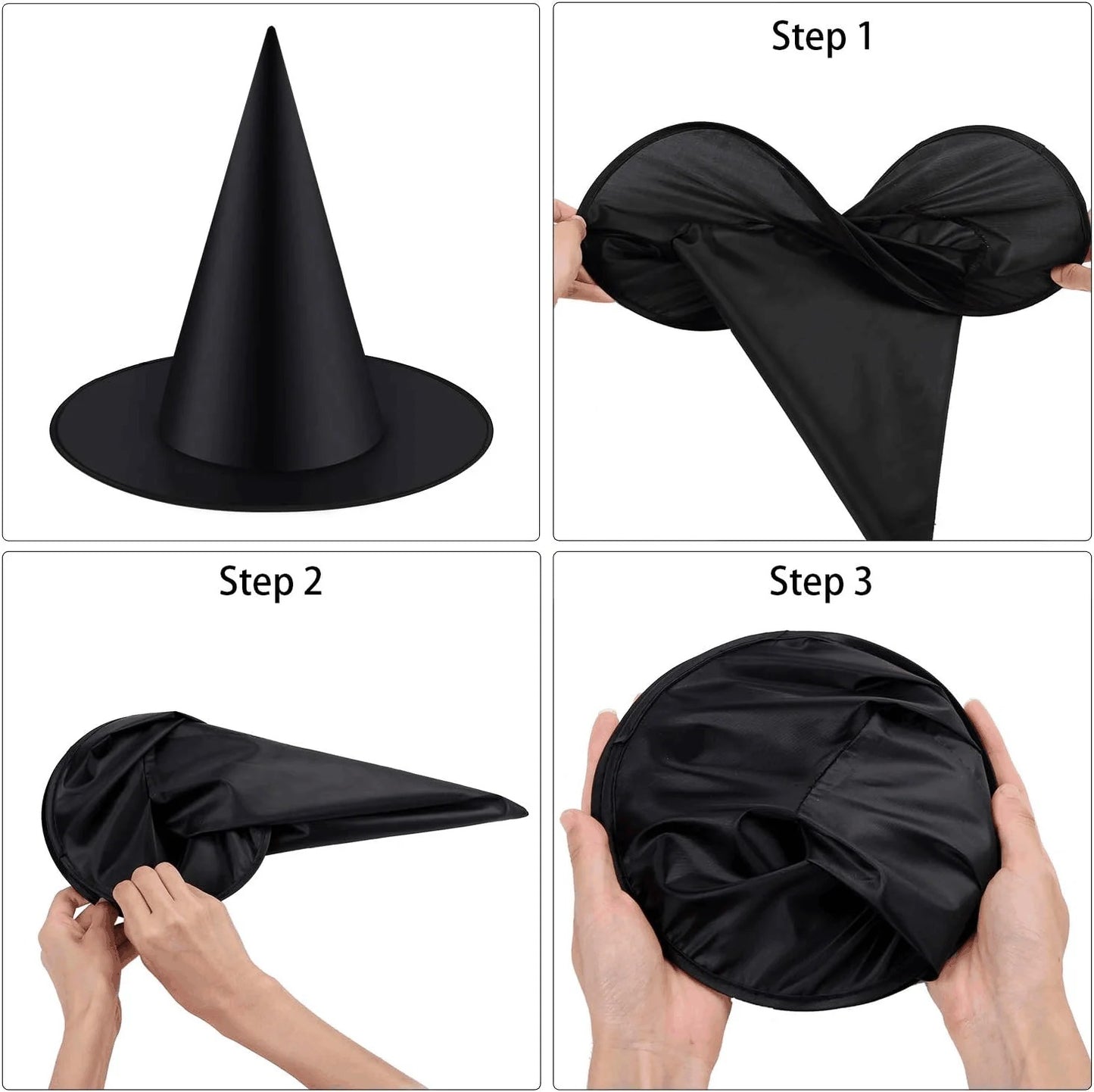 12pcs Halloween Black Witch Hats