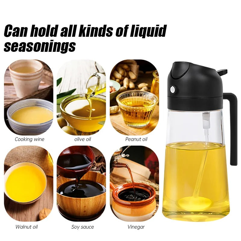 Oil Sprayer for Cooking - 2 in 1 Olive Oil Dispenser Bottle