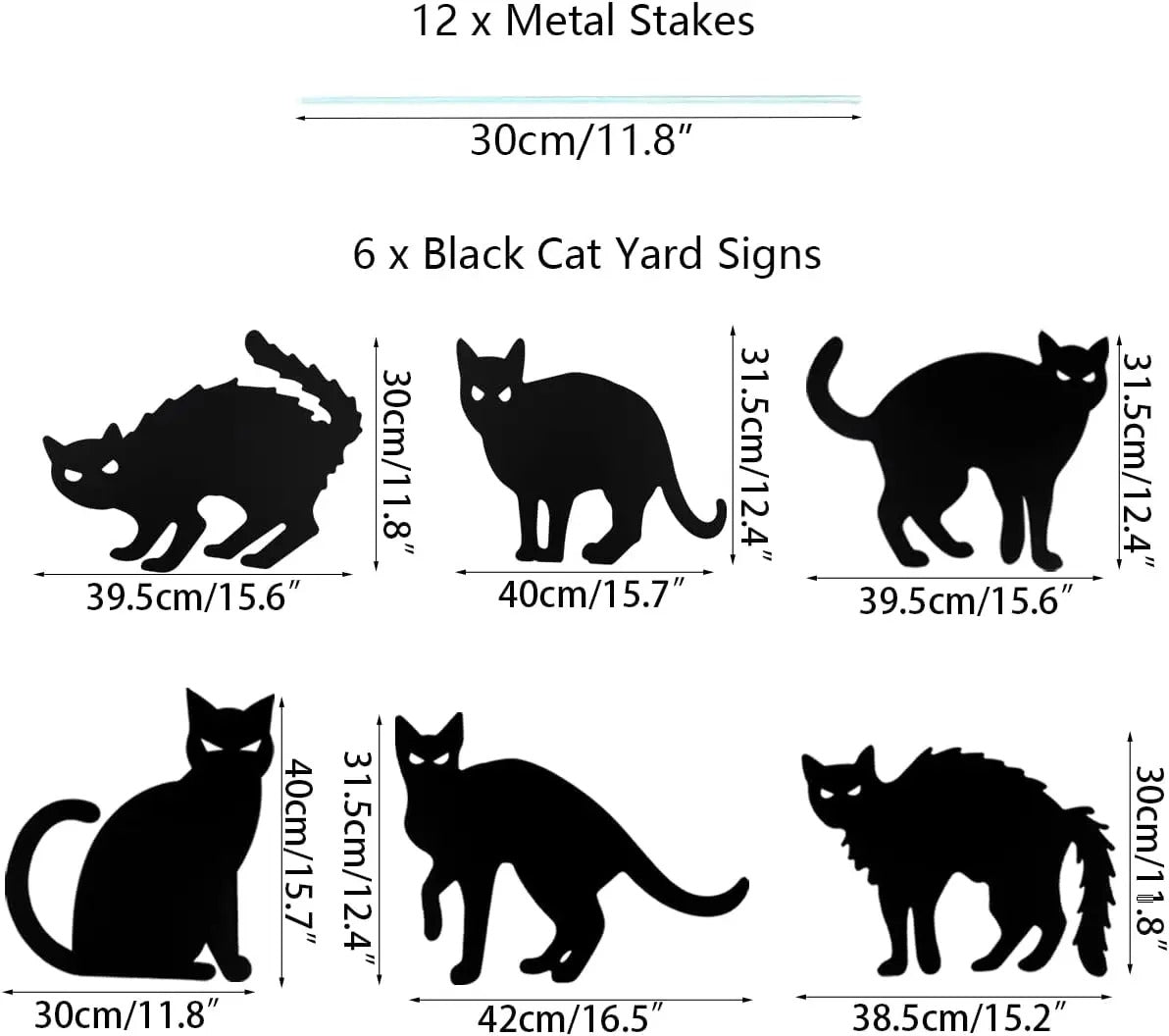 6 Pack Halloween Black Cat Yard Signs