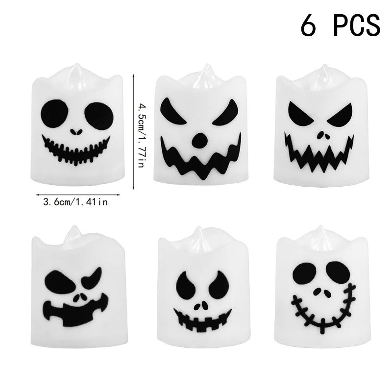 6pcs LED Ghost Pumpkin Candle