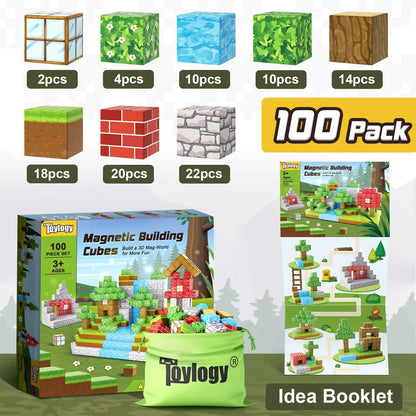 100 Pcs Magnetic Blocks - Mine World Edition