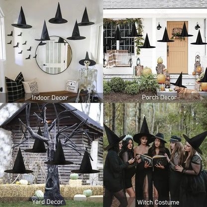 12pcs Halloween Black Witch Hats